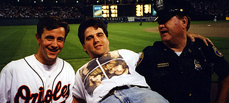Billy Pappas celebrating a big Baltimore Orioles win.